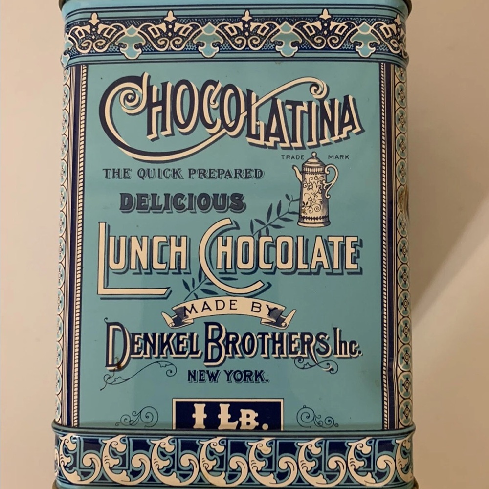 Vintage Chocolatina Denkel collectible Lunch Chocolate Tin box Made In England